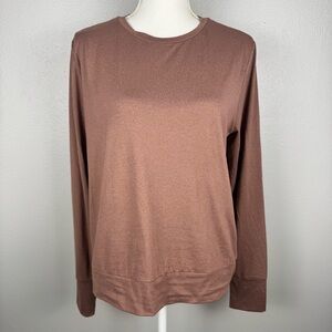 Lukka Lux‎ Women’s Medium Brown Long Sleeve Active Top Shirt UPF 30+ Butter soft